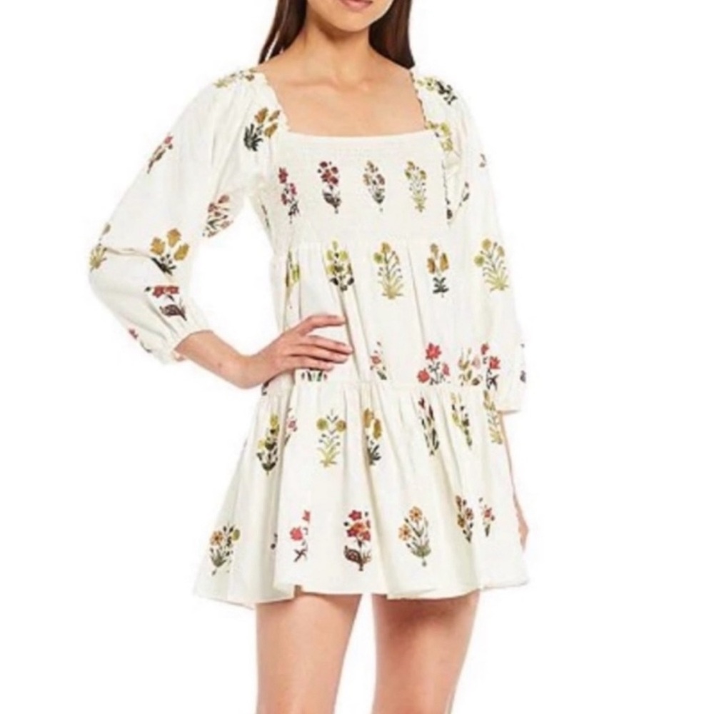 Sachin + Babi Cream Floral Smocked Dress